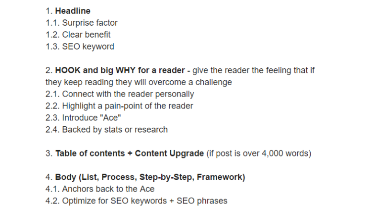 Скриншот с рекомендациями по структуре контента