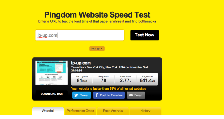 Pingdom Website Speed Tool