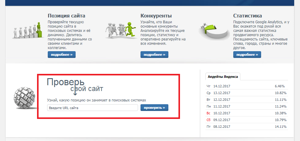 Интерфейс сервиса allpositions.ru