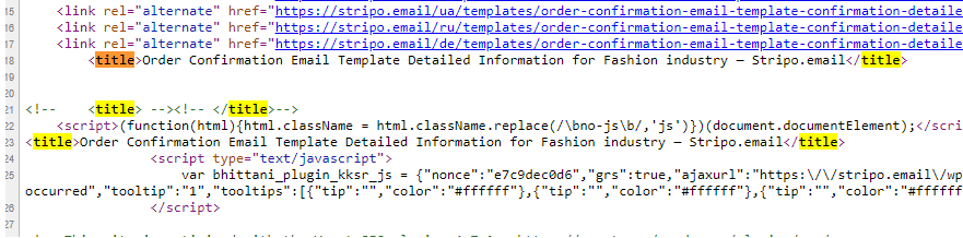 Duplication of the Title tag in the code of Stripo.email pages